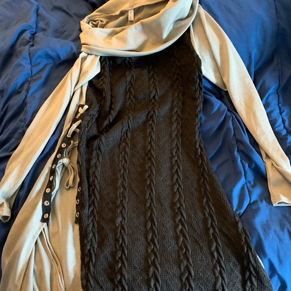 Cute black and gray sweater dress